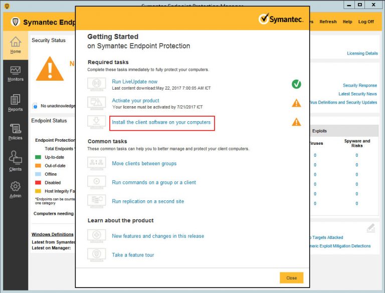 symantec symantec endpoint protection manager port number