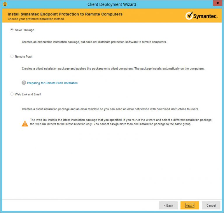 symantec endpoint protection 14 missing install package